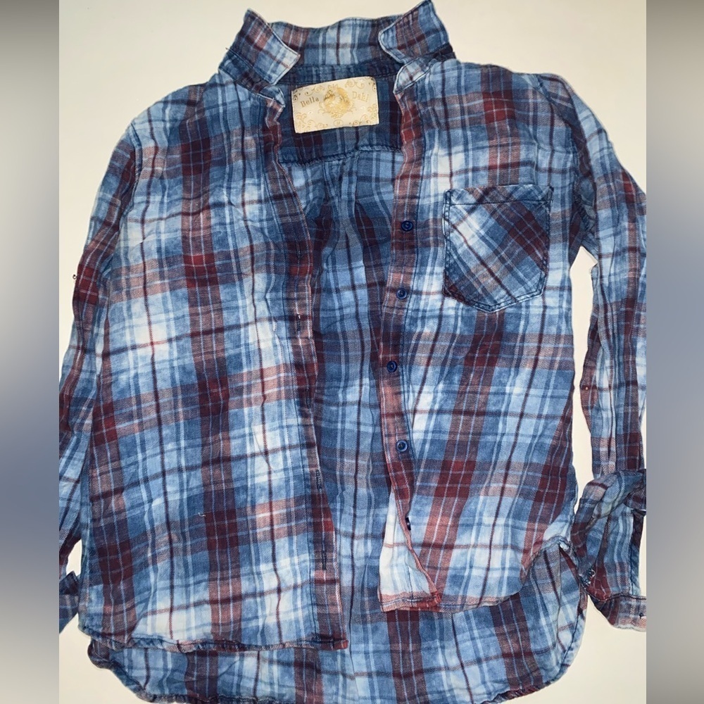 BELLA DAHL BUTTON DOWN SHIRT FLANNEL 100%COTTON TRENDING BRAND